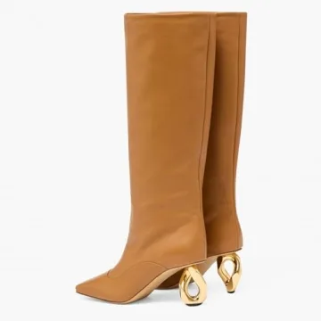 FSJ Stylish Chain Heel Knee High Boots for Women