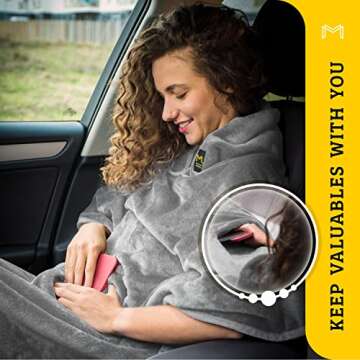 Cozy MasterManner Travel Blanket with Hoodie for Travelers