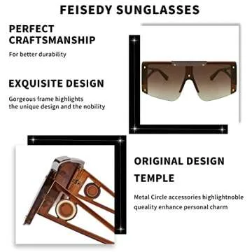 FEISEDY Women Sunglasses, Oversized Square Flat Top Shield Shades for Men B4060