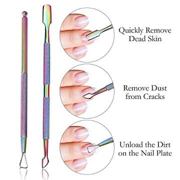 P2P Nails Cuticle Trimmer Set - Professional Pedicure and Manicure Tools - For Fingernail and Toenails - Stainless Steel Cuticle Nipper, Dual End Pusher, and Nail Polish Scraper
