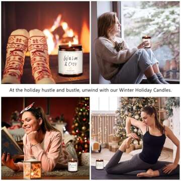 Winter Candle Set | 4pack Winter Scented Candles for Home - Winter Holiday Candle Set, Soy Candles for Home Scented - Winter Gifts - Winter Scents of Hello Winter/Forest/Mulled Cider/Warm