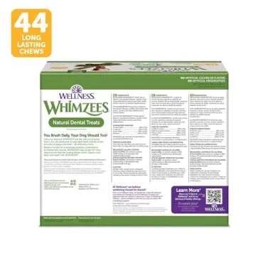 Wellness WHIMZEES Value Box Dog Dental Treats - Natural Chews for Dental Care (44 Count)