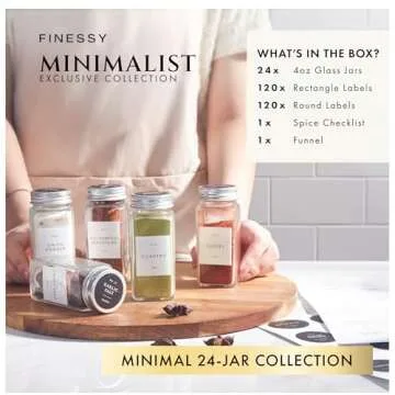 Glass Spice Jars with Labels with Metal Lids and Shakers Minimalist 24 Pack Set, 4oz Small Clear Empty Spice Bottles Seasoning Containers with Label Organizer Square Herb Seasoning Jars for Kitchen