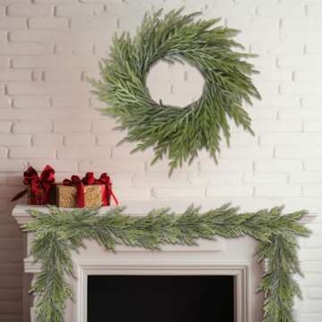 Artgar 26" Christmas Wreath, Large Pine Wreath, Christmas Wreaths for Front Door, Artificial Green Christmas Pine Wreath for Home Indoor Outdoor Decor for Walls Windows Porches Farmhouse Decor