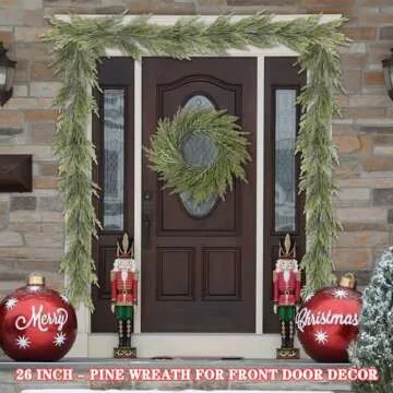 Artgar 26" Christmas Wreath, Large Pine Wreath, Christmas Wreaths for Front Door, Artificial Green Christmas Pine Wreath for Home Indoor Outdoor Decor for Walls Windows Porches Farmhouse Decor