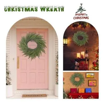 Artgar 26" Christmas Wreath, Large Pine Wreath, Christmas Wreaths for Front Door, Artificial Green Christmas Pine Wreath for Home Indoor Outdoor Decor for Walls Windows Porches Farmhouse Decor