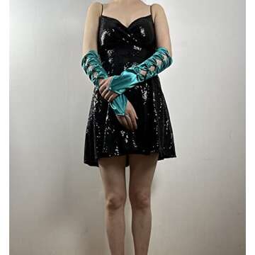 bmactosh Women's Long Opera Party Gloves Long Satin Gloves Evening Party Stage 1920s Gloves Turquois...