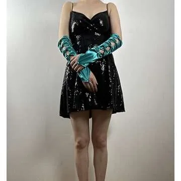 bmactosh Women's Long Opera Party Gloves Long Satin Gloves Evening Party Stage 1920s Gloves Turquois...