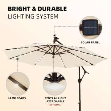 wikiwiki 10 FT Cantilever Patio Umbrellas Outdoor Offset Umbrella w/ 36 Month Fade Resistance Recycled Fabric, 6-Level 360°Rotation Aluminum Pole for Deck Pool Garden, Cream