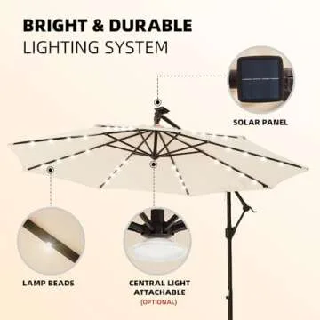 wikiwiki 10 FT Cantilever Patio Umbrella with Solar Lights