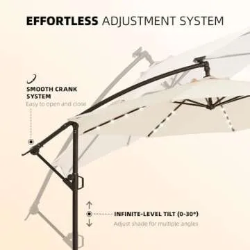 wikiwiki 10 FT Cantilever Patio Umbrella with Solar Lights