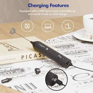 Rechargeable Milk Frother - Versatile Handheld Foam Maker