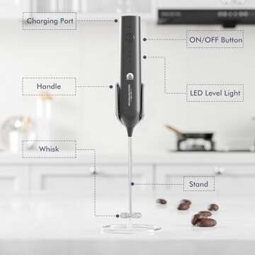 Rechargeable Milk Frother - Versatile Handheld Foam Maker
