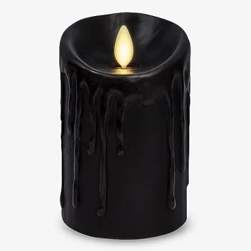 Luminara Black Wax Drip Flameless Candle with Timer