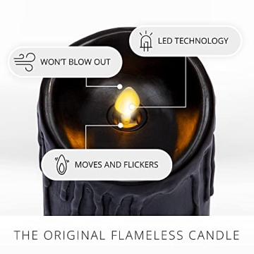 Luminara Black Wax Drip Flameless Candle with Timer