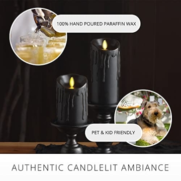 Luminara Black Wax Drip Flameless Candle with Timer