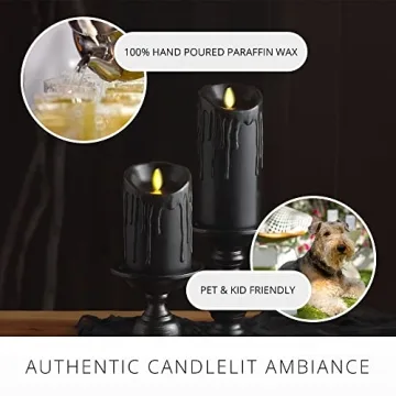 Luminara Black Wax Drip Flameless Candle with Timer