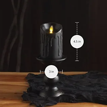 Luminara Black Wax Drip Flameless Candle with Timer