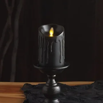 Luminara Black Wax Drip Flameless Candle with Timer