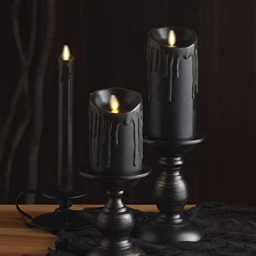 Luminara Black Wax Drip Flameless Candle with Timer