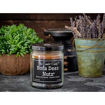 Bofa Deez Nutz- Funny- Banana Nut Bread n Hazelnut Vanilla- Scented Candle- Double Pour- 6 Ounce- 40 Hour Burn Time