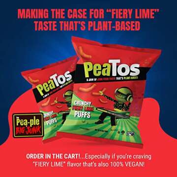 PeaTos Crunchy Fiery Lime Snacks - Vegan & Gluten-Free Delights