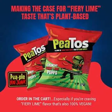 PeaTos Crunchy Fiery Lime Snacks - Vegan & Gluten-Free Delights