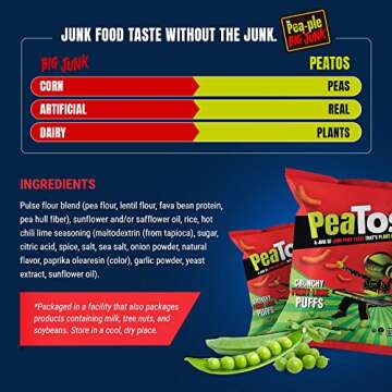 PeaTos Crunchy Fiery Lime Snacks - Vegan & Gluten-Free Delights