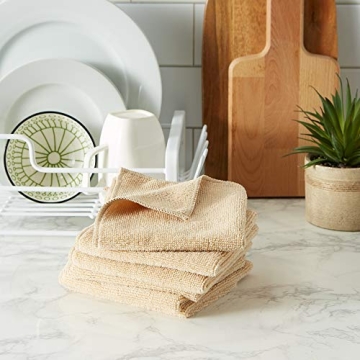 DII Cleaning Collection Soft Highly Absorbent Microfiber, Dishcloth Set, 12x12, Taupe, 6 Piece