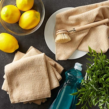 DII Cleaning Collection Soft Highly Absorbent Microfiber, Dishcloth Set, 12x12, Taupe, 6 Piece