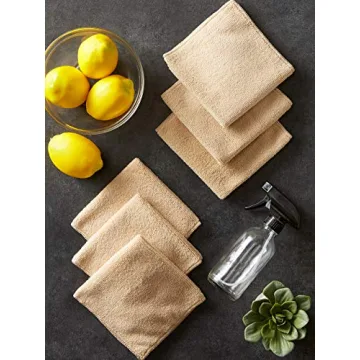 DII Cleaning Collection Soft Highly Absorbent Microfiber, Dishcloth Set, 12x12, Taupe, 6 Piece