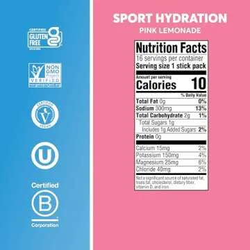 Nuun Sport Electrolyte Powder Packets - Pink Lemonade Flavor, 5 Essential Electrolytes for Hydration, Easy Open Drink Mix with Magnesium, 1g Sugar, Non GMO, Vegan, 16 Single Serving Sticks