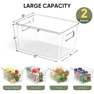 BALEINE 8PK PET Plastic Storage Bins, Fridge Space Saving Organizer, BPA Free Pantry Storage, Cabinet Organizers, Cleaning Supply Storage Bins (8PK)