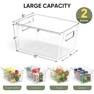 BALEINE 8PK PET Plastic Storage Bins, Fridge Space Saving Organizer, BPA Free Pantry Storage, Cabinet Organizers, Cleaning Supply Storage Bins (8PK)