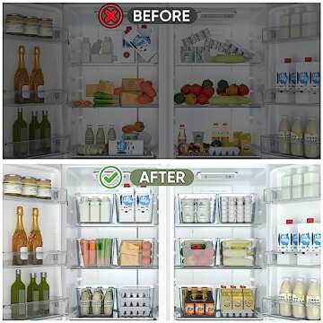 BALEINE 8PK PET Plastic Storage Bins, Fridge Space Saving Organizer, BPA Free Pantry Storage, Cabinet Organizers, Cleaning Supply Storage Bins (8PK)