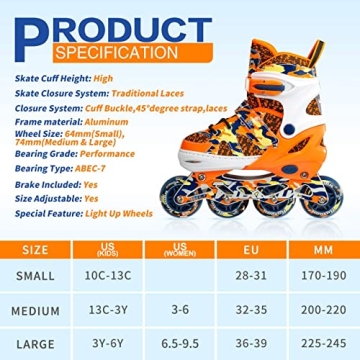 Kuxuan Adjustable Inline Skates for Kids Illuminating Fun