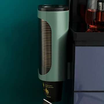 Sharemee Wall Mount Paper Cup Dispenser, Pull Type Cup Holder Fit 3oz - 5oz Disposable Small Cups, Bathroom Cup Dispenser for Home Hospital Office Gym (Green)