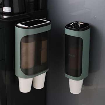 Sharemee Wall Mount Paper Cup Dispenser, Pull Type Cup Holder Fit 3oz - 5oz Disposable Small Cups, Bathroom Cup Dispenser for Home Hospital Office Gym (Green)