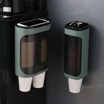 Sharemee Wall Mount Paper Cup Dispenser, Pull Type Cup Holder Fit 3oz - 5oz Disposable Small Cups, Bathroom Cup Dispenser for Home Hospital Office Gym (Green)