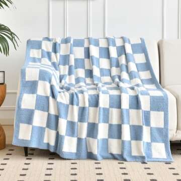 Xiashrk Checkered Throw Blanket for Couch, Checkerboard Blankets for Sofa Bed, Cozy Checkered Decora...