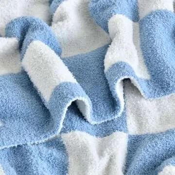 Xiashrk Checkered Throw Blanket for Couch, Checkerboard Blankets for Sofa Bed, Cozy Checkered Decorative Travel Blanket for Living Room Camping, Blue, 50"x60"