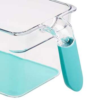 Amazon Basics Handled Fridge Storage Bins, Small (2-Pack), Green Silicone Insert and Handle Covering, transparen Body