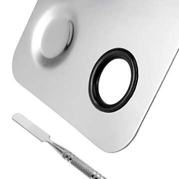 SEUNMUK 6 Pack 6 x 4 Inch Stainless Steel Cosmetic Palette with Spatula, 3-well Mixing Makeup Palette Nail-art Mixer Metal Tray for Foundation, Pigment, Nail Polish Blending, Silver