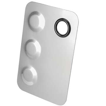 SEUNMUK 6 Pack 6 x 4 Inch Stainless Steel Cosmetic Palette with Spatula, 3-well Mixing Makeup Palette Nail-art Mixer Metal Tray for Foundation, Pigment, Nail Polish Blending, Silver