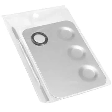 SEUNMUK Stainless Steel Cosmetic Palettes with Spatula - 6 Pack