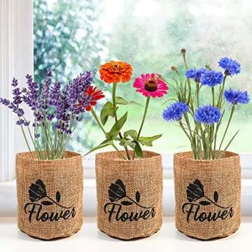 Indoor Daisy Garden Starter Kit with Gardening Tools - Jute Bags, Markers, Soil Disks and Shears, Home Gardening Gifts for Women Men Plant Lovers
