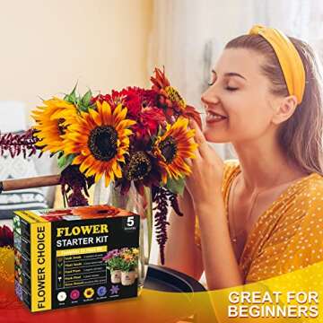 Indoor Daisy Garden Starter Kit with Gardening Tools - Jute Bags, Markers, Soil Disks and Shears, Home Gardening Gifts for Women Men Plant Lovers