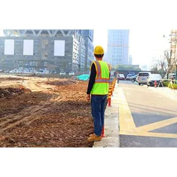 SULWZM High Visibility Reflective Safety Vest with Zipper and Pockets Yellow,XXL