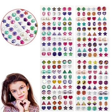 AUGSUN 240 Sparkling Sticker Earrings Fun 3D Gems Glitter