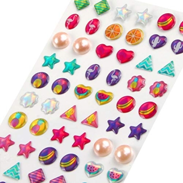 AUGSUN 240 Sparkling Sticker Earrings Fun 3D Gems Glitter